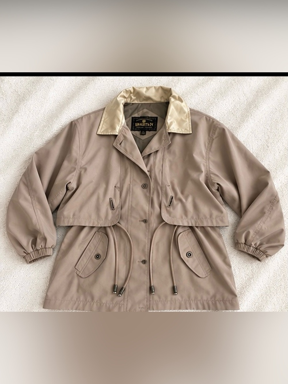 Vintage Braetan Taupe Capelet Trench Jacket | Light Academia Utility Coat Medium